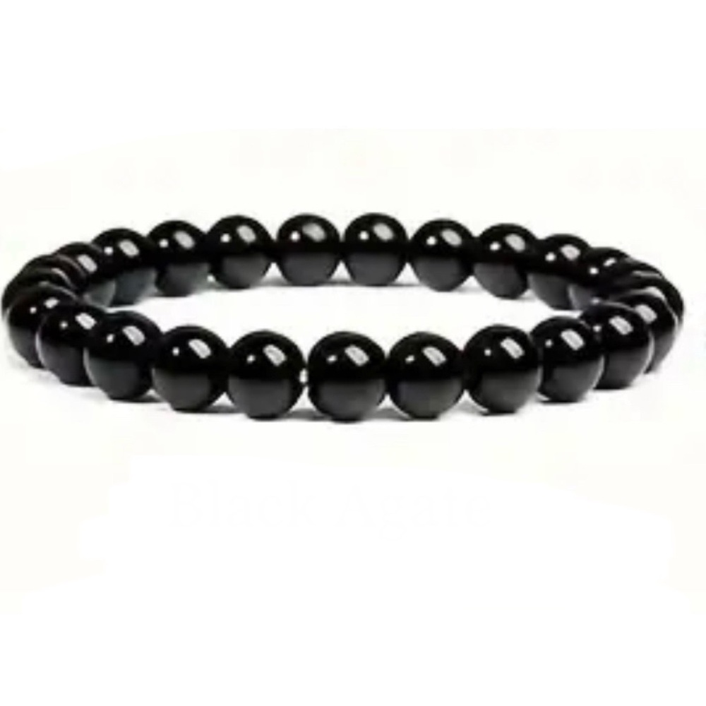 Black Obsidian Stackable Bracelet Natural Crystal Gemstone 8mm Beads Unisex